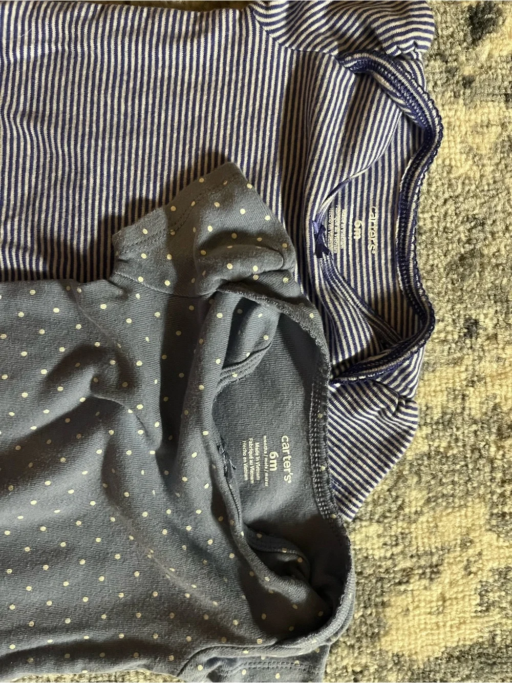 Carter's blue Striped & Polka Dot Short-Sleeve One-Piece Duo
